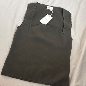 Wilfred Black Scallop-Trim Square Neck Tank